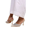 Front - Where´s That From Womens/Ladies California Diamante Sling Back Wide High Heels