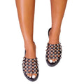 Front - Where´s That From Womens/Ladies Kellie Caged PU Wide Sliders