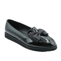 Front - Where´s That From Womens/Ladies Alpha Bow Patent Faux Leather Wide Loafers