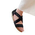 Front - Where´s That From Womens/Ladies Hummingbird Suede Crossover Strap Extra Wide Low Wedge Sandals