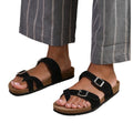 Front - Where´s That From Womens/Ladies Rio Buckle Faux Leather Double Strap Flat Flip Flops