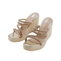 Front - Where´s That From Womens/Ladies Ohio Diamante Faux Leather Multi Strap Wedge Wide Sandals