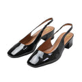 Front - Where´s That From Womens/Ladies Michigan Patent Leather Sling Back Wide Low Heel Sandals