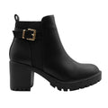 Front - Where´s That From Womens/Ladies Kali PU Buckle Detail Stretch Medium Block Heel Ankle Boots