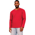 Red - Front - Casual Classic Mens Ringspun Cotton Long-Sleeved T-Shirt