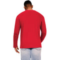 Red - Back - Casual Classic Mens Ringspun Cotton Long-Sleeved T-Shirt