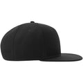 Black - Side - Atlantis Unisex Adult 6 Panel Sustainable Flat Peak Baseball Cap