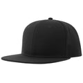 Black - Front - Atlantis Unisex Adult 6 Panel Sustainable Flat Peak Baseball Cap