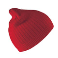 Red - Front - Result Unisex Double Knit Heavy Cotton Winter Beanie Hat