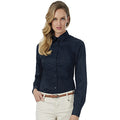 Navy Blue - Back - B&C Womens-Ladies Sharp Twill Long Sleeve Shirt