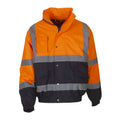 Orange-Navy - Front - Yoko Hi-Vis Two Tone Bomber Jacket