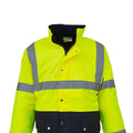 Hi-Vis Yellow-Navy - Back - Yoko Unisex Hi-Vis 2 Band Two Tone Jacket