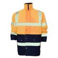 Hi Vis Orange-Navy - Front - Yoko Unisex Hi-Vis 2 Band Two Tone Jacket