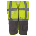 Hi Vis Yellow-Grey - Back - Yoko Hi-Vis Premium Executive-Manager Waistcoat - Jacket