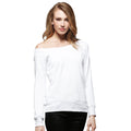 Solid White Triblend - Back - Bella Ladies-Womens Triblend Slouchy Wideneck Sweatshirt