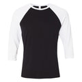 Black-White - Front - Canvas Mens 3-4 Sleeve Baseball T-Shirt