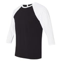 Black-White - Side - Canvas Mens 3-4 Sleeve Baseball T-Shirt