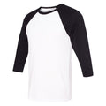 White-Black - Side - Canvas Mens 3-4 Sleeve Baseball T-Shirt