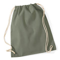 Olive - Front - Westford Mill Cotton Gymsac Bag - 12 Litres (Pack of 2)