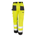 Hi-Vis Yellow - Back - Result Safeguard Adults Unisex Hi Viz Cargo Trousers (Pack Of 2)