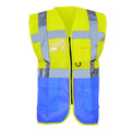 Hi Vis Yellow-Royal Blue - Back - Yoko Hi-Vis Premium Executive-Manager Waistcoat - Jacket (Pack of 2)