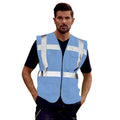 Sky Blue - Back - Yoko Hi-Vis Premium Executive-Manager Waistcoat - Jacket (Pack of 2)