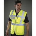 Hi-Vis Yellow - Back - Yoko Hi-Vis Premium Executive-Manager Waistcoat - Jacket (Pack of 2)