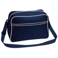 French Navy-White - Front - Bagbase Retro Adjustable Shoulder Bag (18 Litres) (Pack of 2)