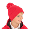 Red - Back - Result Womens-Ladies Winter Essentials Pom Pom Beanie