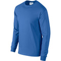 Orange - Close up - Gildan Mens Plain Crew Neck Ultra Cotton Long Sleeve T-Shirt