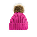 Fuchsia - Back - Beechfield Pom Pom Faux Fur Chunky Knit Beanie