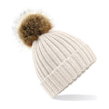 Oatmeal - Back - Beechfield Pom Pom Faux Fur Chunky Knit Beanie