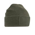 Military Green - Back - Beechfield Thinsulate Removable Patch Beanie