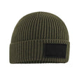 Military Green-Black - Front - Beechfield Unisex Adult Patch Beanie