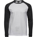 White-Black - Front - Tee Jays Mens Long-Sleeved Baseball T-Shirt