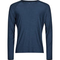 Navy Melange - Front - Tee Jays Mens CoolDry Long-Sleeved Crop T-Shirt