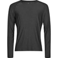 Black Melange - Front - Tee Jays Mens CoolDry Long-Sleeved Crop T-Shirt