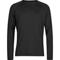 Black - Front - Tee Jays Mens CoolDry Long-Sleeved Crop T-Shirt