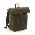 Olive Green - Front - Quadra Heritage Leather Accents Backpack