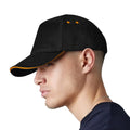 Black-Orange - Side - Beechfield Unisex Adult Ultimate Sandwich Peak Cap