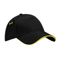 Black-Yellow - Front - Beechfield Unisex Adult Ultimate Sandwich Peak Cap