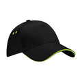 Black-Lime Green - Front - Beechfield Unisex Adult Ultimate Sandwich Peak Cap