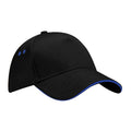 Black-Bright Royal Blue - Front - Beechfield Unisex Adult Ultimate Sandwich Peak Cap