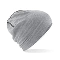 Heather Grey-Black - Front - Beechfield Unisex Adult Hemsedal Cotton Beanie