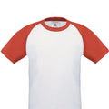 White-Red - Back - B&C Mens Short-Sleeved Baseball T-Shirt