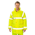 Yellow - Back - SAFE-GUARD by Result Mens Motorway Hi-Vis Coat