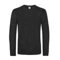 Black - Front - B&C Mens #E190 Plain Long-Sleeved T-Shirt