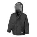 Black-Grey - Back - Result Childrens-Kids Reversible Storm Stuff Anti Pilling Fleece Waterproof Jacket