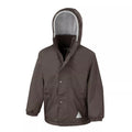 Brown - Back - Result Childrens-Kids Reversible Storm Stuff Anti Pilling Fleece Waterproof Jacket