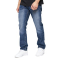 Stone Wash - Side - Crosshatch Mens New Techno Denim Embossed Jeans